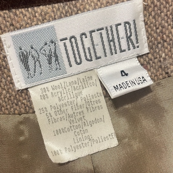 Vintage tweed and velvet wool blazer coat 4 S/M - Picture 10 of 10